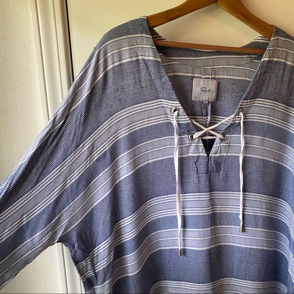 Rails Blue/White Lily Athens Stripe Tie Front Size Large - Picture 5 of 9